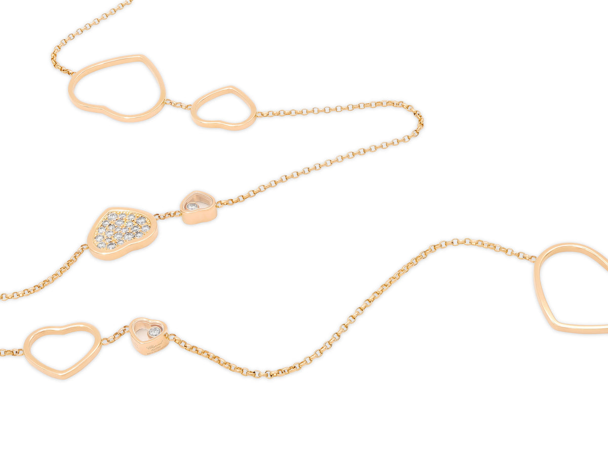 Chopard 'Happy Hearts' Diamond Sautoire Necklace in 18K Rose Gold