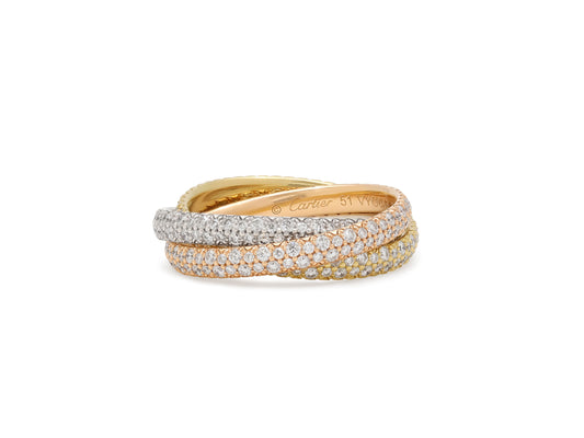 Cartier 'Trinity' Diamond Ring in 18K Tri-Gold, Small Model