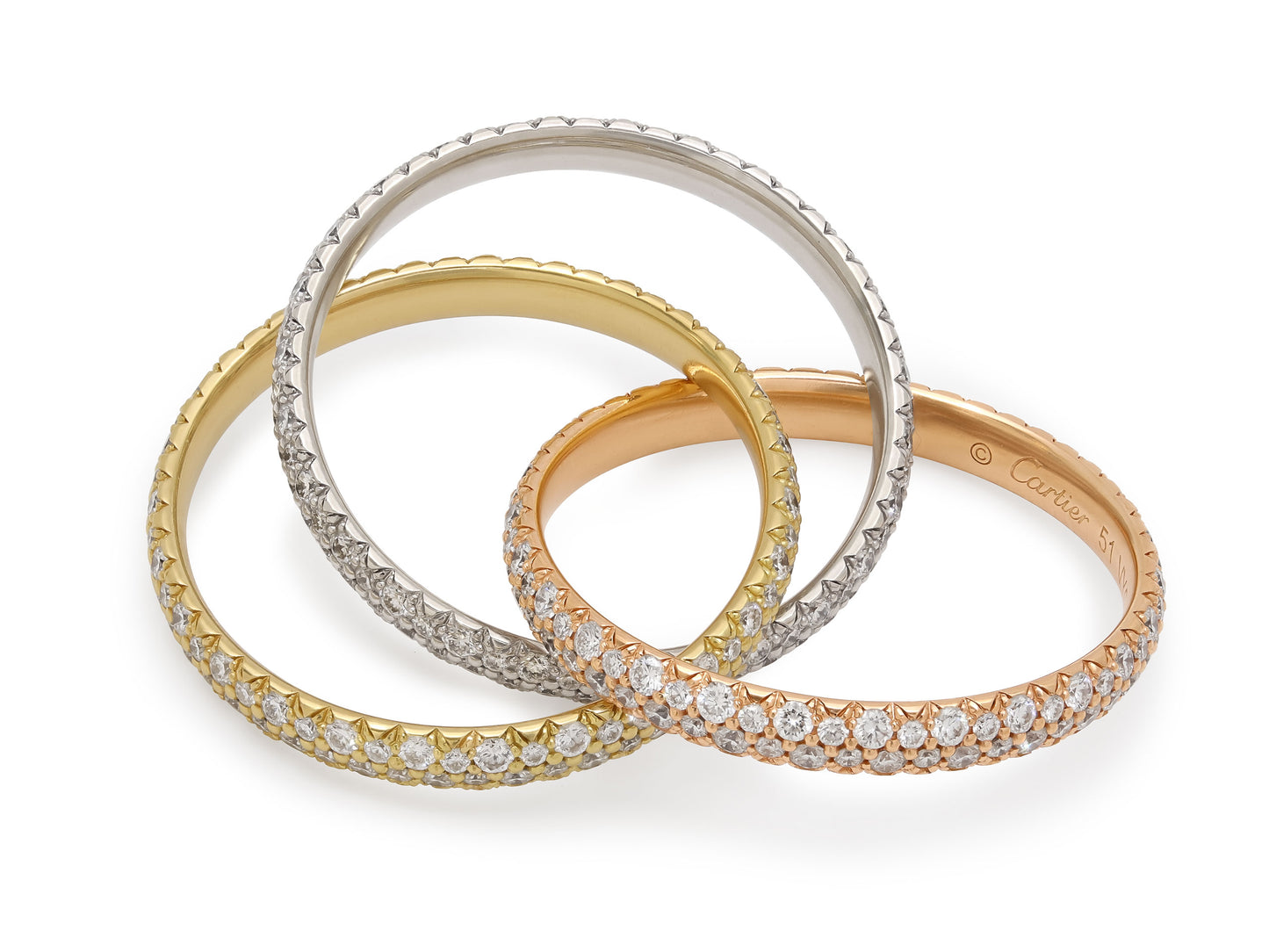 Cartier 'Trinity' Diamond Ring in 18K Tri-Gold, Small Model