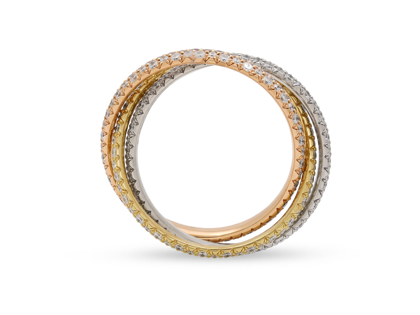 Cartier 'Trinity' Diamond Ring in 18K Tri-Gold, Small Model
