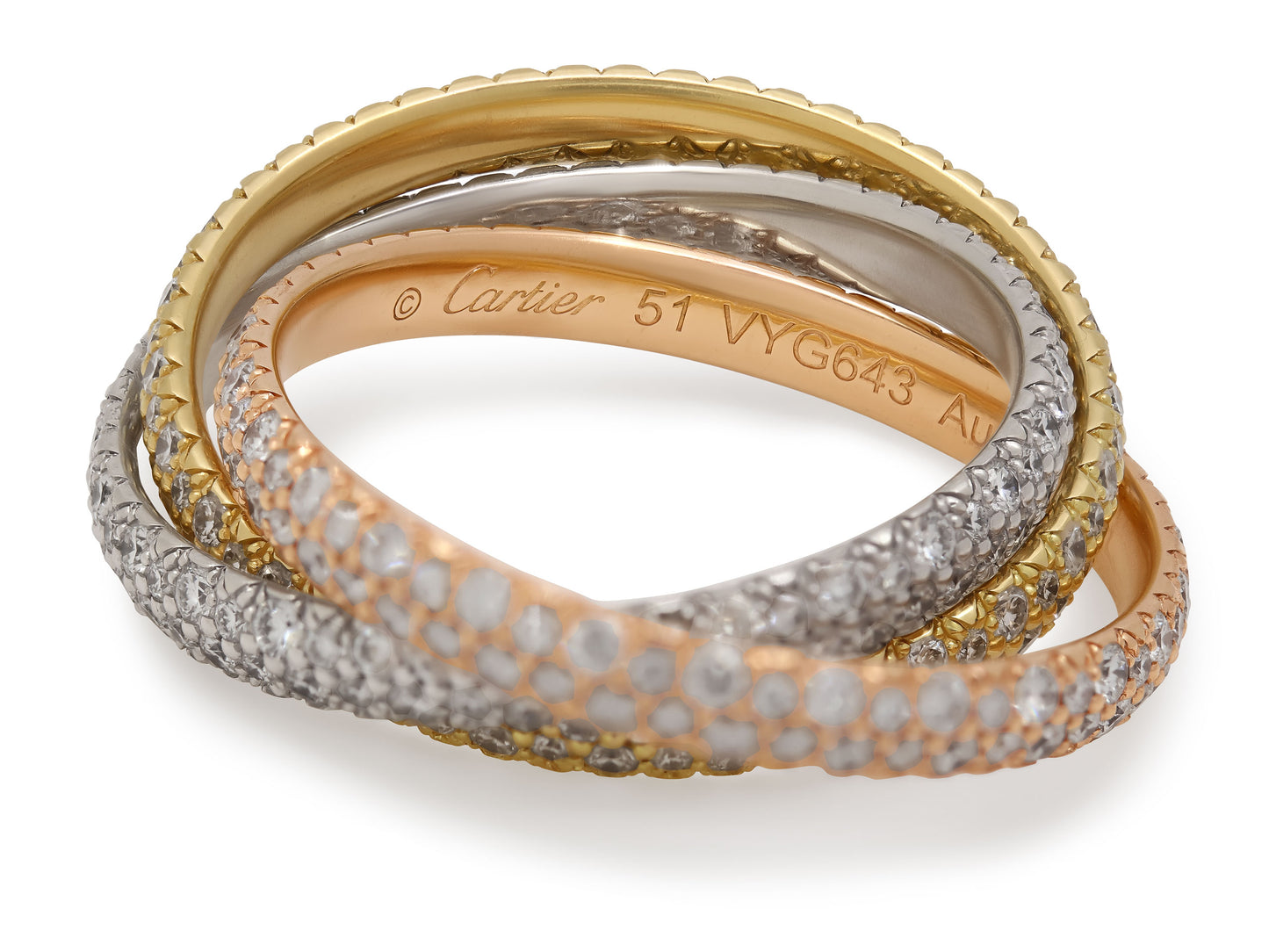 Cartier 'Trinity' Diamond Ring in 18K Tri-Gold, Small Model