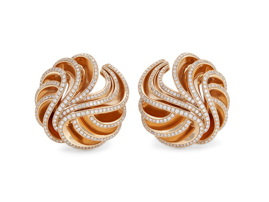 De Grisogono 'Onde' Diamond Earrings in 18K Rose Gold