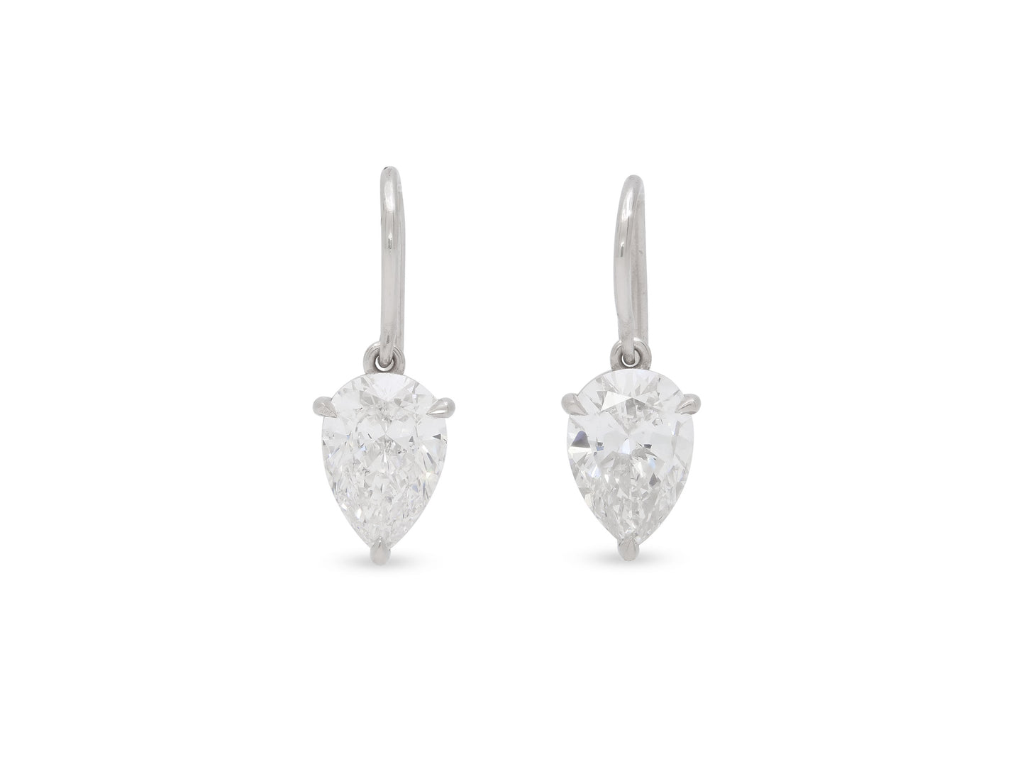 Beladora 'Bespoke' Pear-shape Diamond Drop Earrings, 3.26 carats total, in Platinum