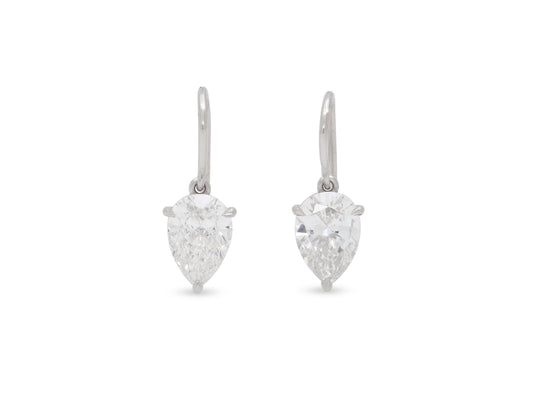 Beladora 'Bespoke' Pear-shape Diamond Drop Earrings, 3.26 carats total, in Platinum