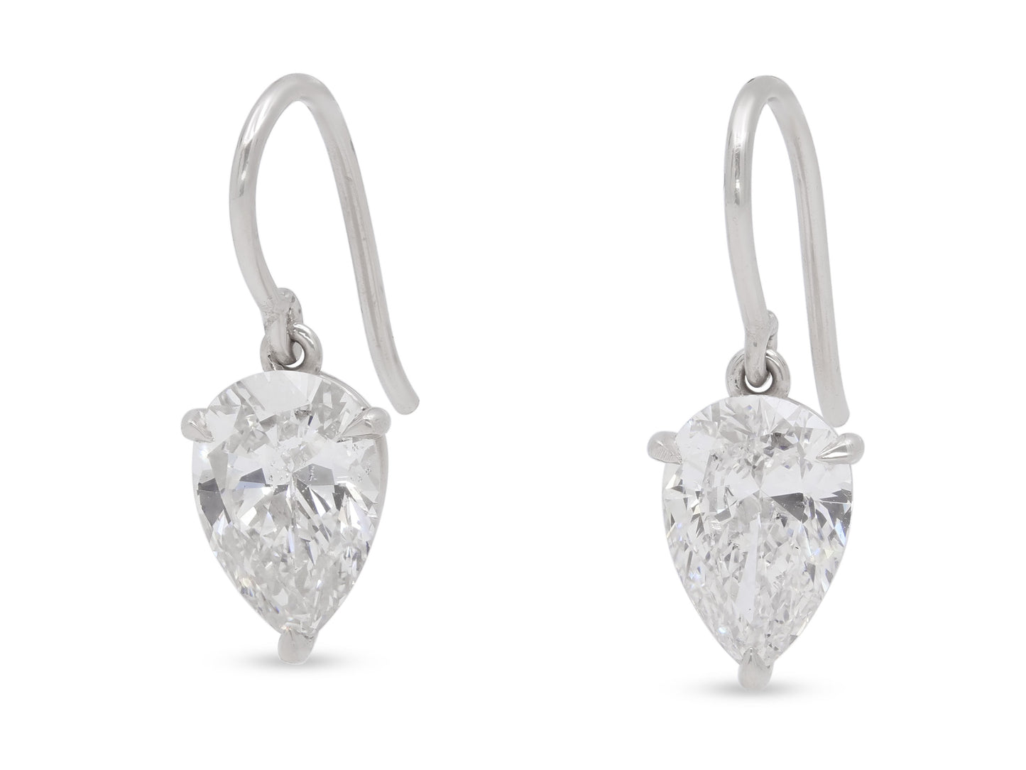 Beladora 'Bespoke' Pear-shape Diamond Drop Earrings, 3.26 carats total, in Platinum