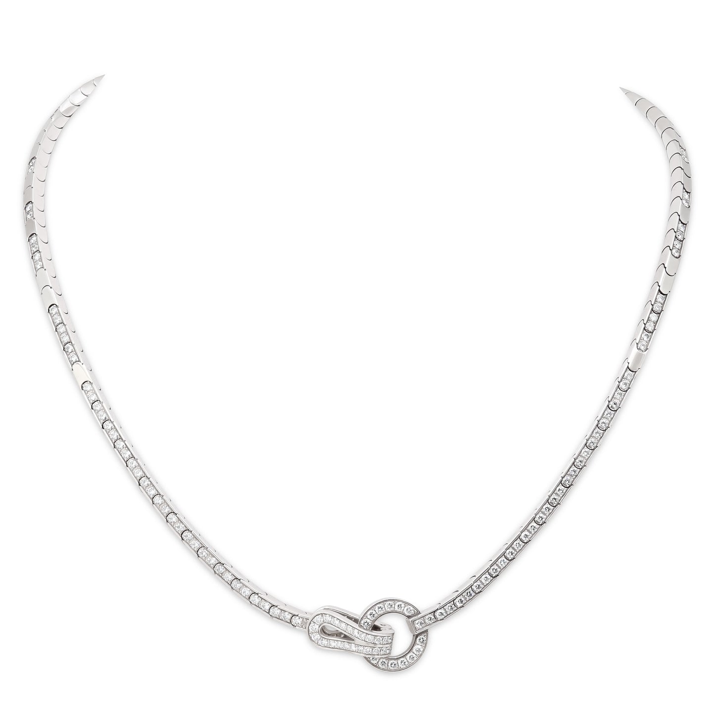 Cartier 'Agrafe' Diamond Necklace in 18K White Gold