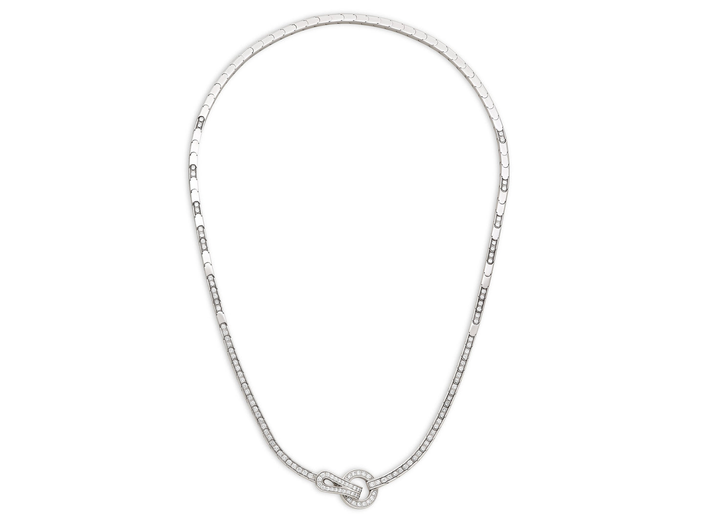 Cartier 'Agrafe' Diamond Necklace in 18K White Gold