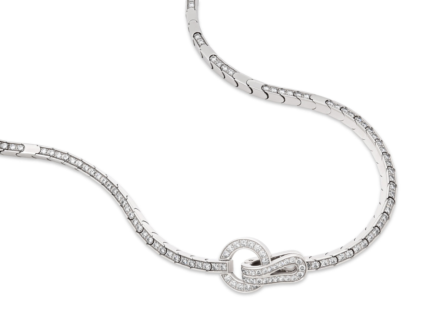 Cartier 'Agrafe' Diamond Necklace in 18K White Gold