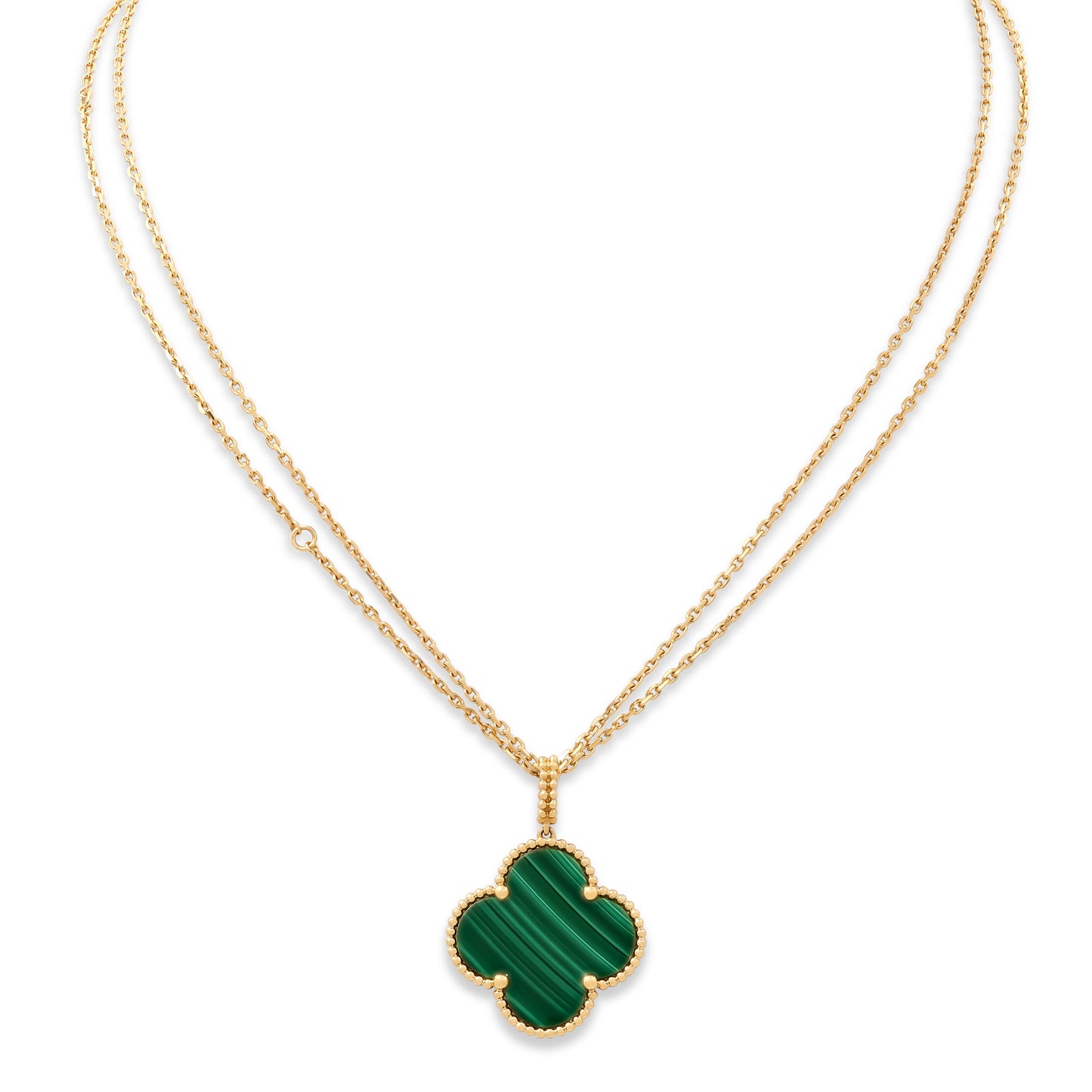 Van Cleef & Arpels 'Magic Alhambra' Malachite Necklace in 18K Gold