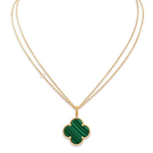 Van Cleef & Arpels 'Magic Alhambra' Malachite Necklace in 18K Gold
