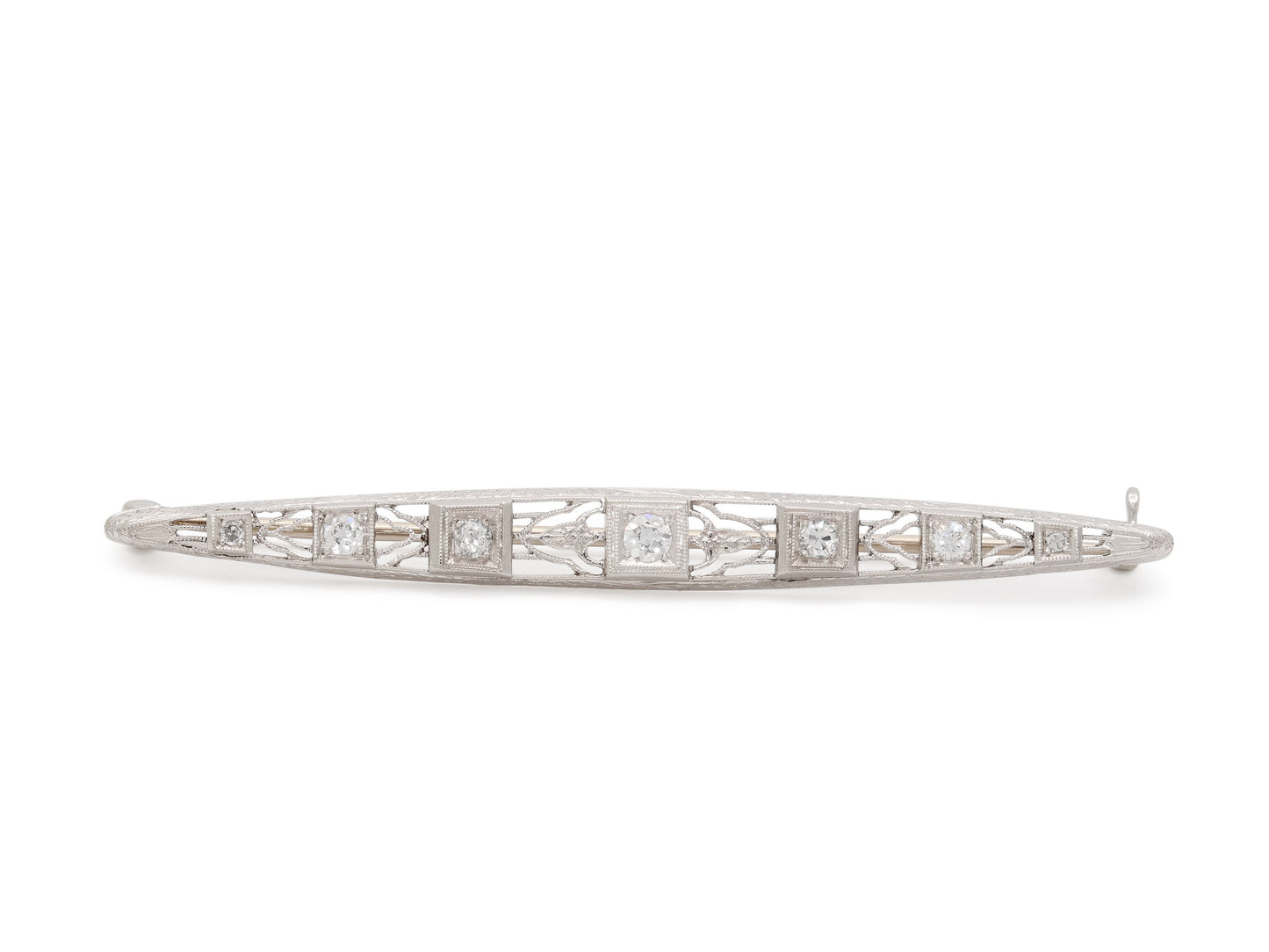 Art Deco Diamond Brooch in Platinum