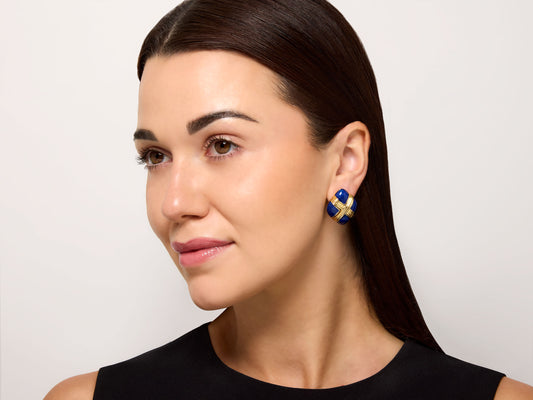 Tiffany & Co. Blue Enamel Earrings in 18K Gold