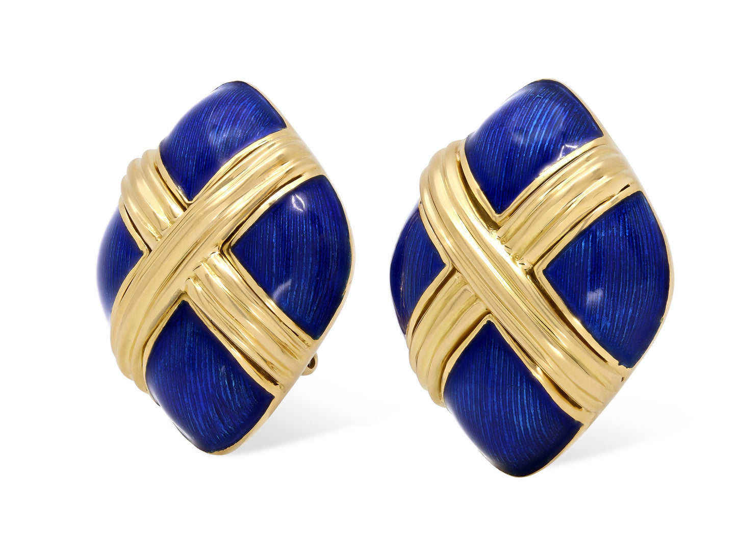 Tiffany & Co. Blue Enamel Earrings in 18K Gold