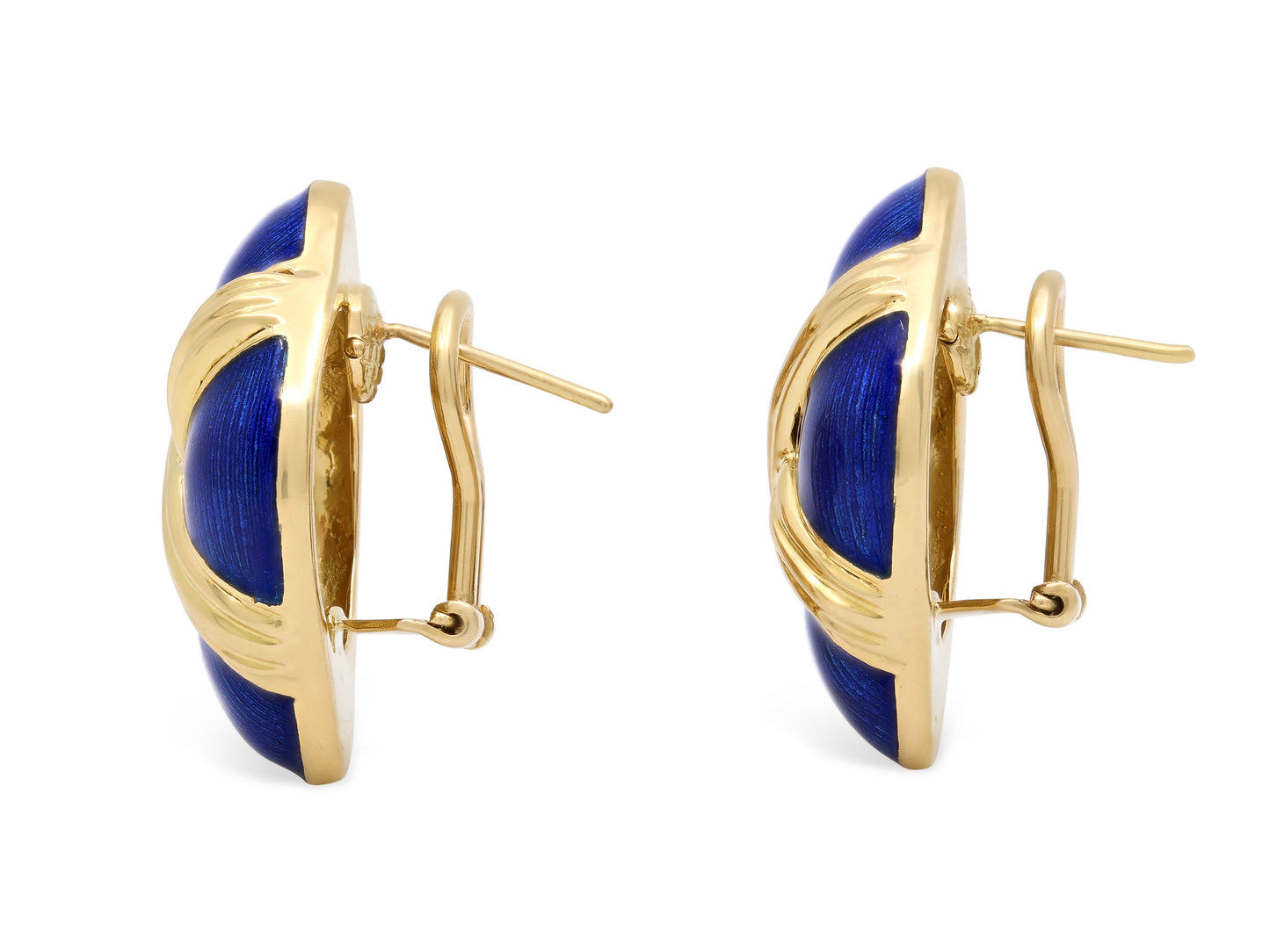 Tiffany & Co. Blue Enamel Earrings in 18K Gold