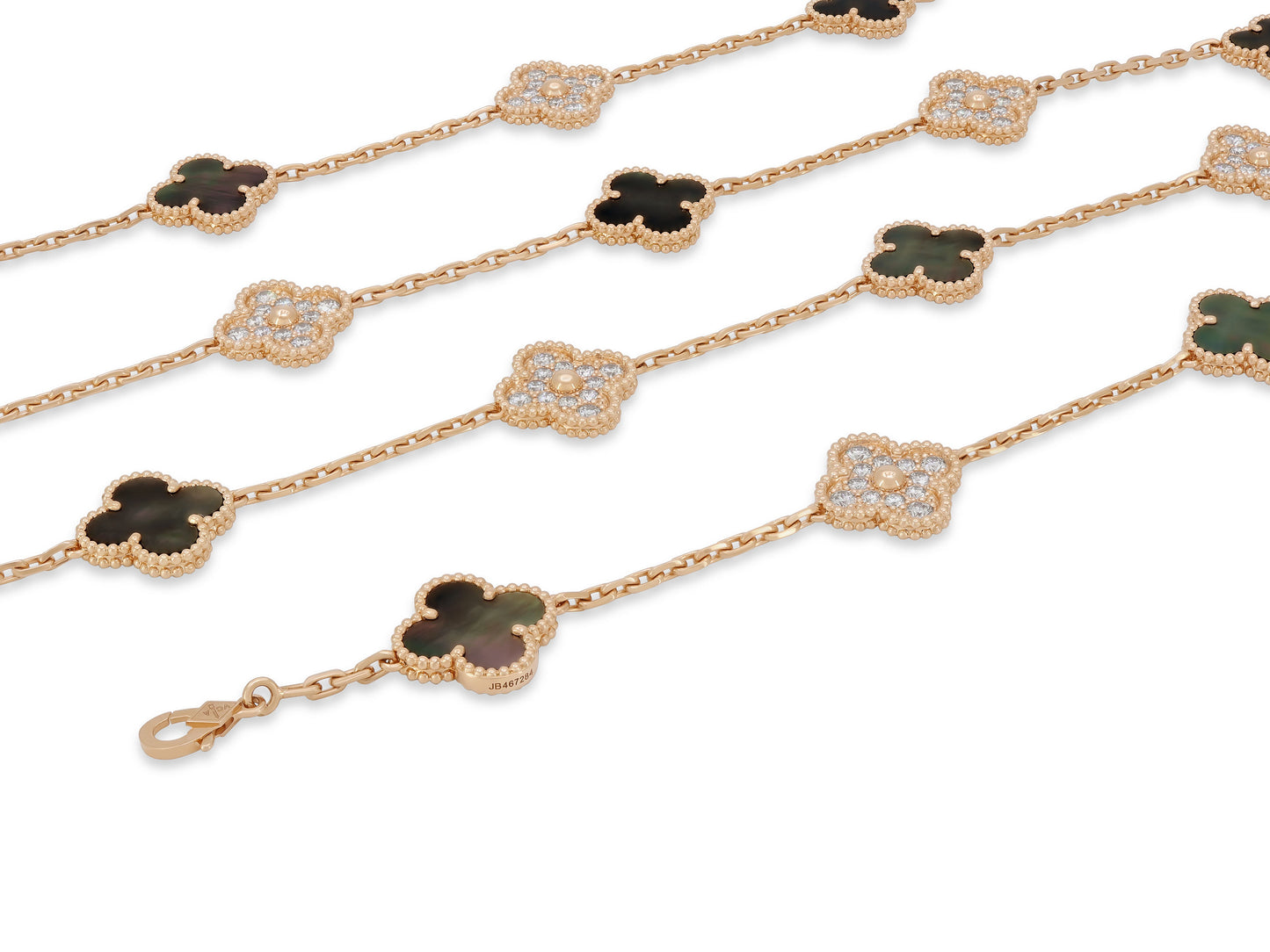 Van Cleef & Arpels 'Vintage Alhambra' Mother-of-Pearl and Diamond Necklace, 20 Motifs, in 18K Rose Gold