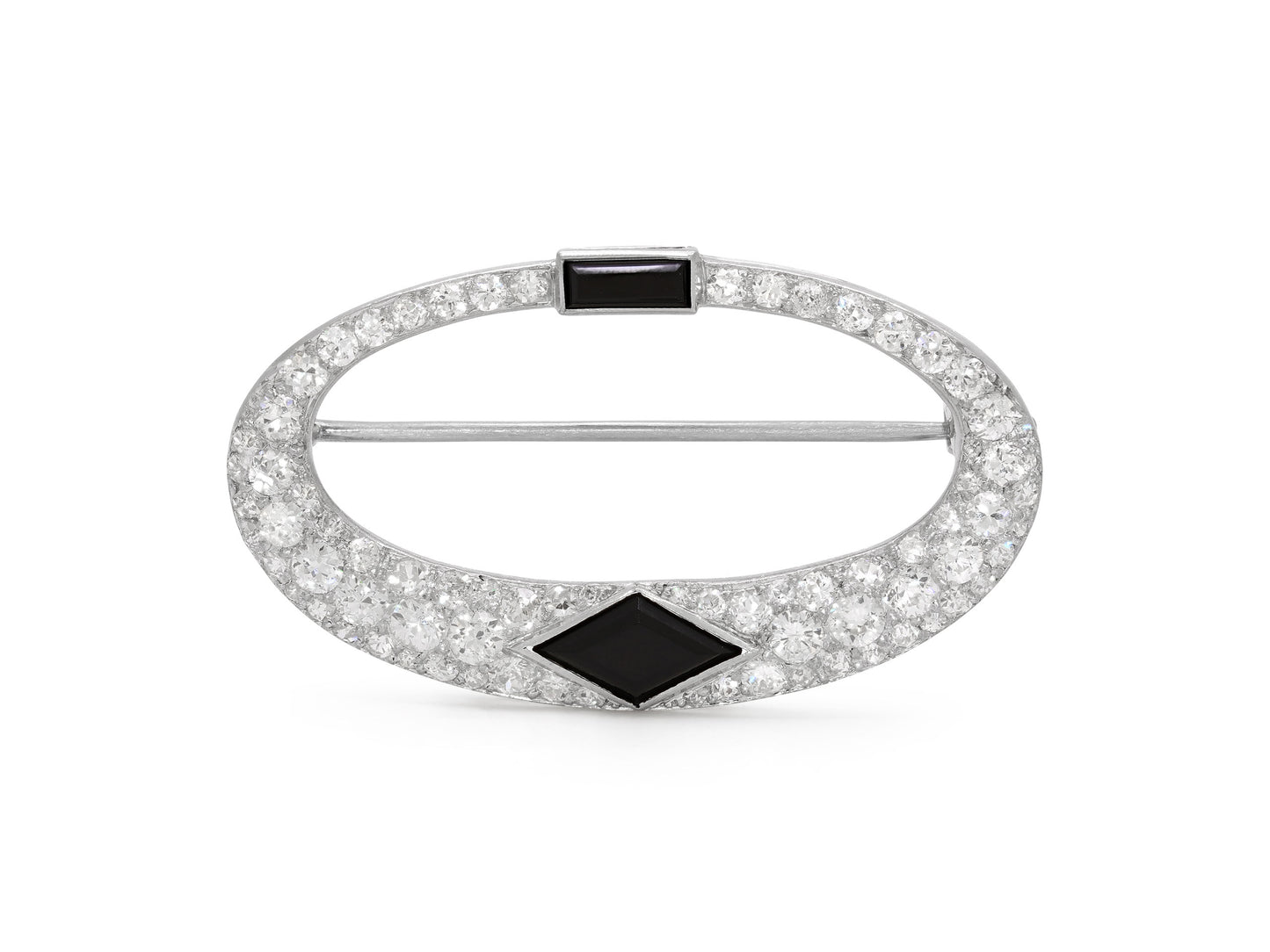 Cartier Art Deco Diamond and Onyx Brooch in Platinum