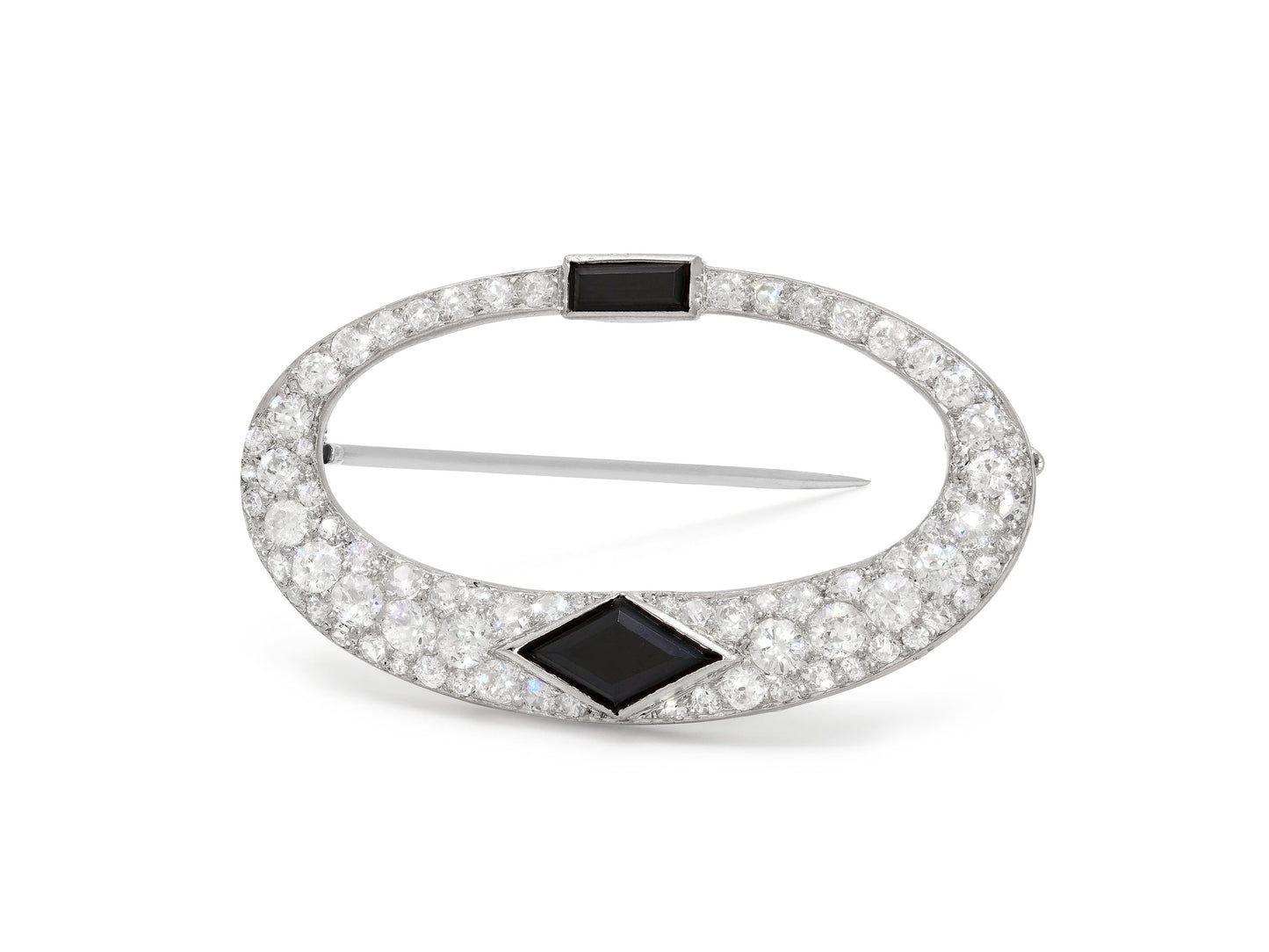 Cartier Art Deco Diamond and Onyx Brooch in Platinum
