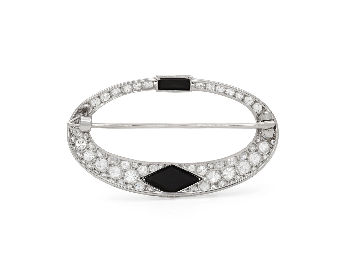 Cartier Art Deco Diamond and Onyx Brooch in Platinum