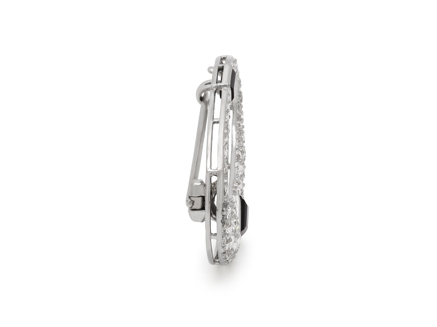 Cartier Art Deco Diamond and Onyx Brooch in Platinum