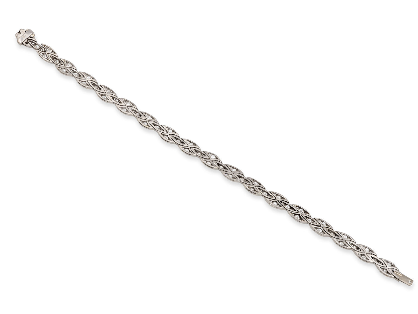 Mid-Century Diamond Bracelet in Platinum, French