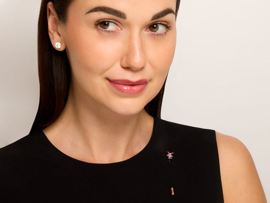 Art Deco Ruby and Diamond Windmill Stick Pin in 18K Gold