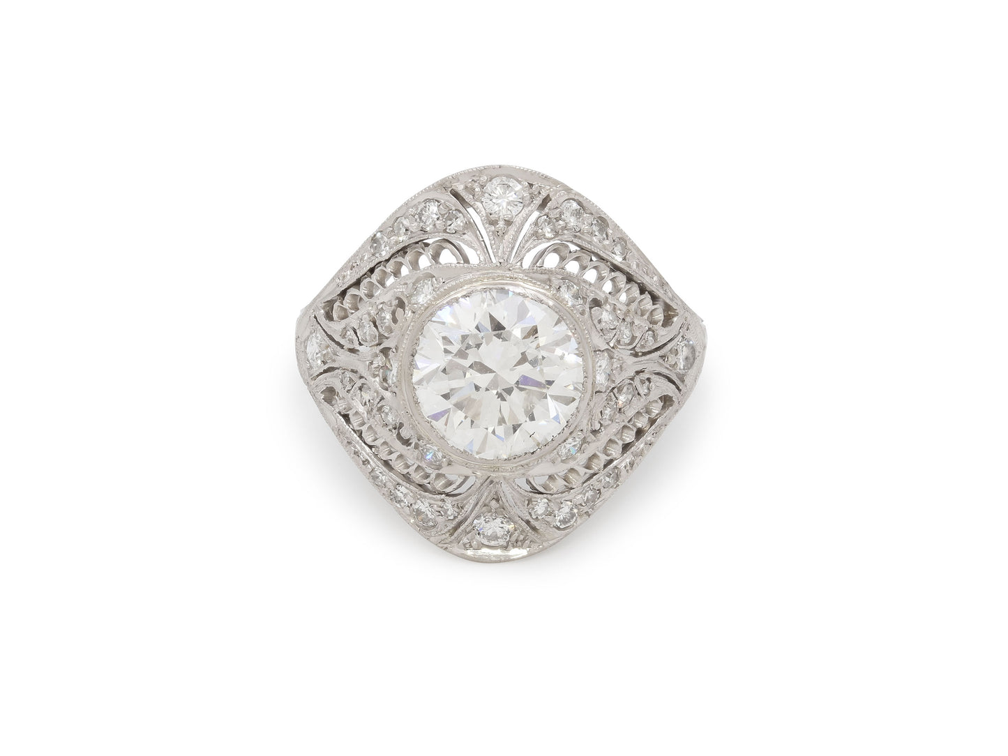 Mid-Century Diamond Ring in Platinum