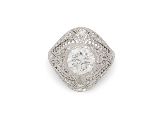 Mid-Century Diamond Ring in Platinum
