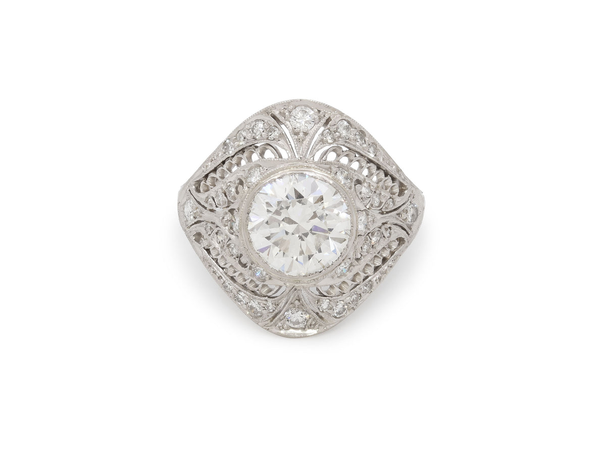 Mid-Century Diamond Ring in Platinum