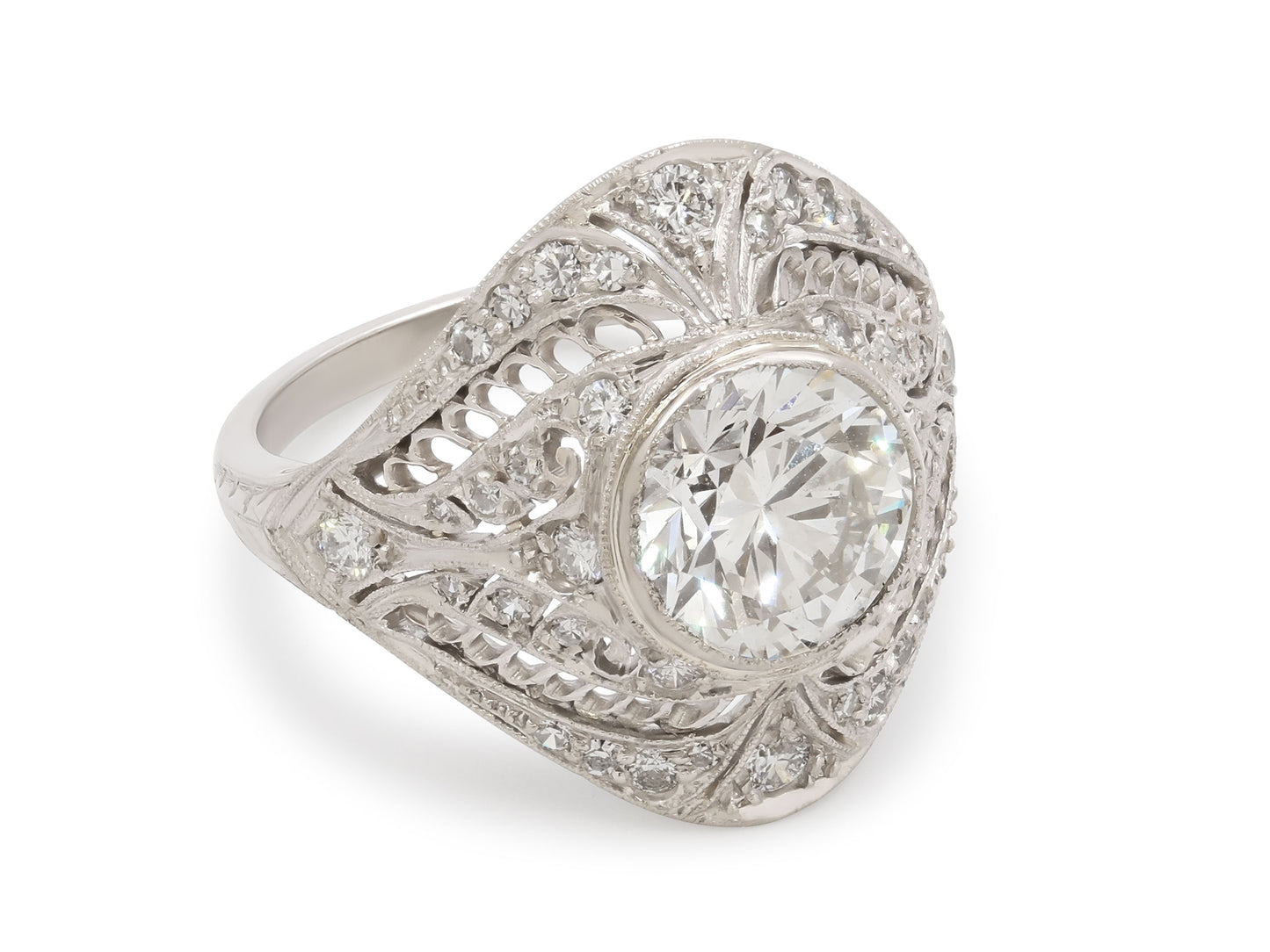 Mid-Century Diamond Ring in Platinum