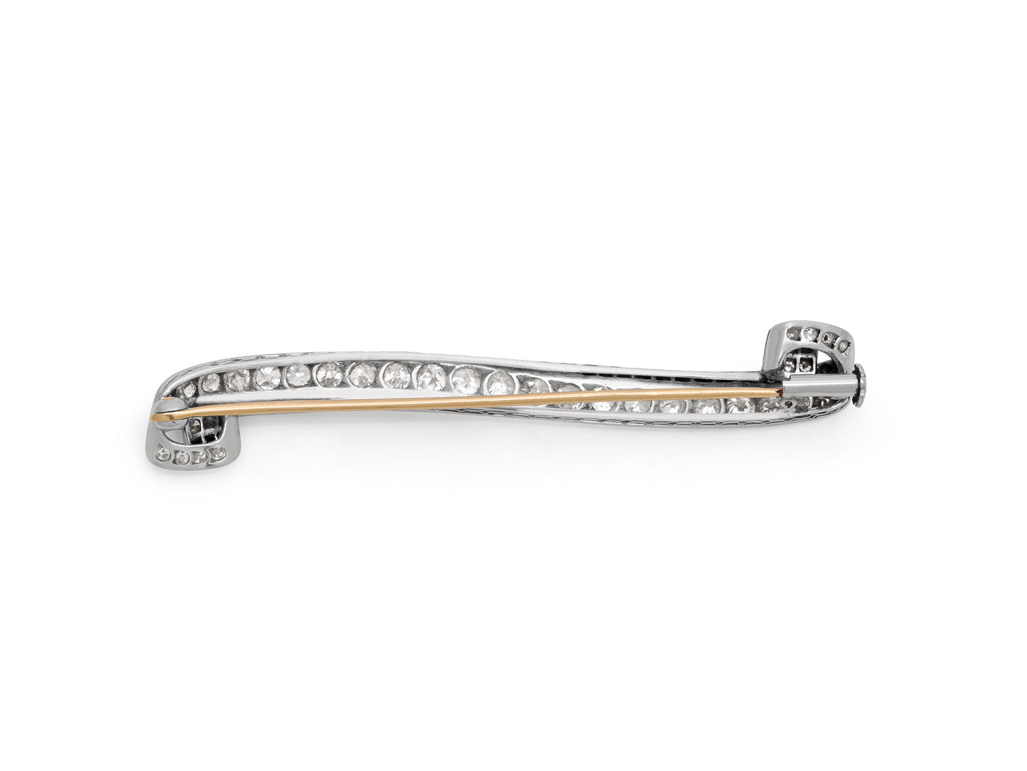 Antique Edwardian Diamond and Onyx Brooch in Platinum