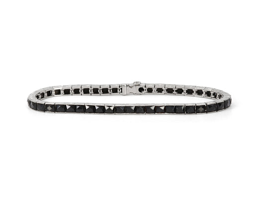 Art Deco Onyx Line Bracelet in Platinum