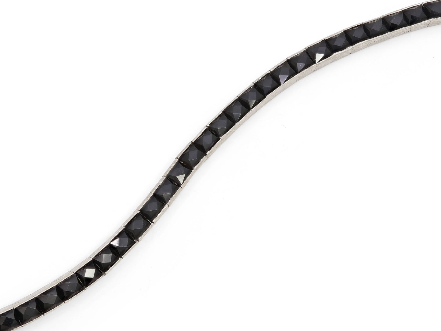 Art Deco Onyx Line Bracelet in Platinum