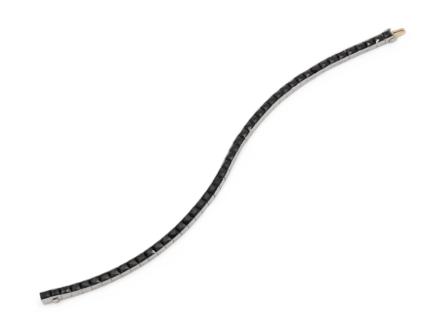 Art Deco Onyx Line Bracelet in Platinum