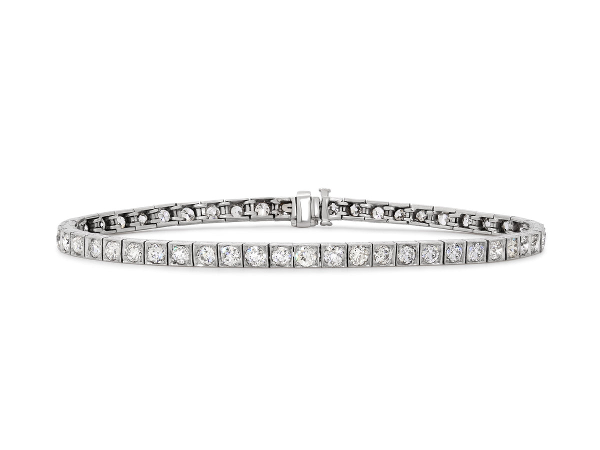 Antique Edwardian Diamond Line Bracelet in Platinum