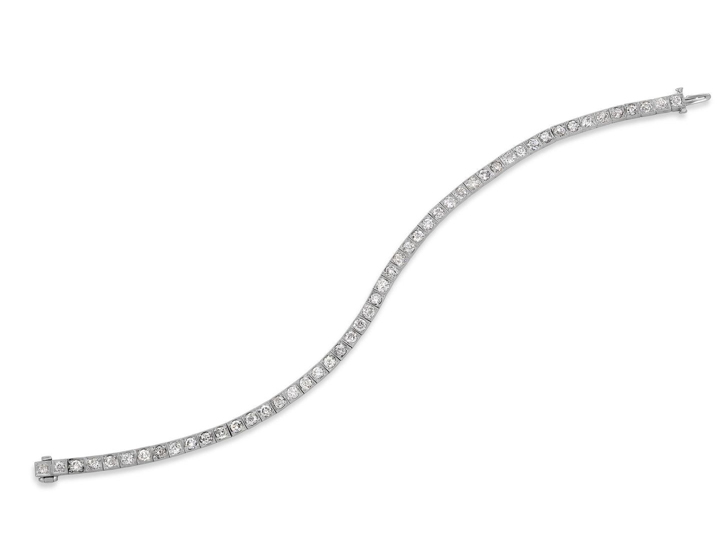 Antique Edwardian Diamond Line Bracelet in Platinum