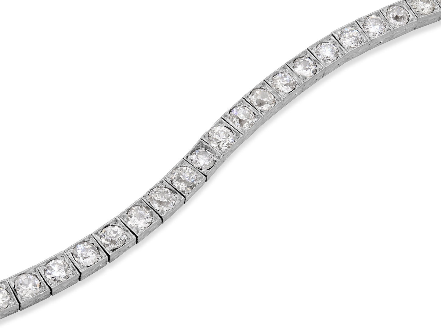 Antique Edwardian Diamond Line Bracelet in Platinum