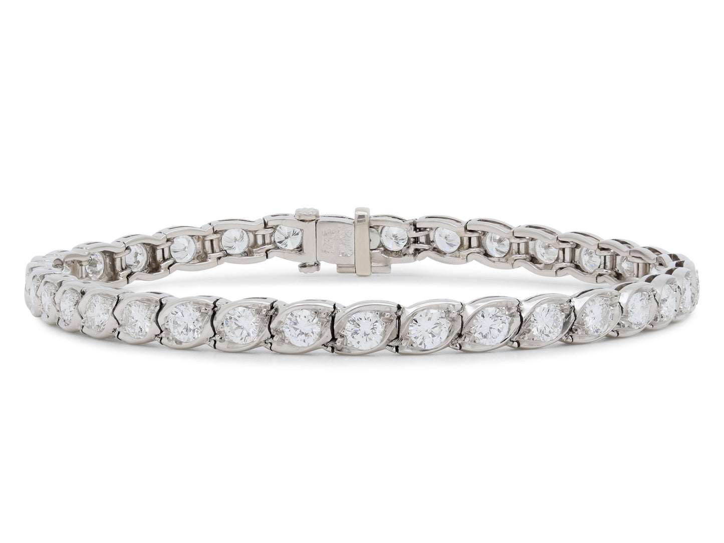 Art Deco Waslikoff Diamond Line Bracelet in Platinum