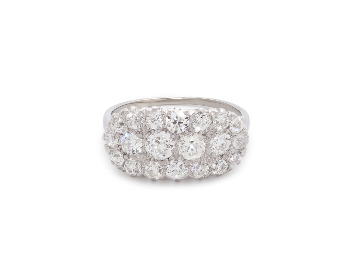 Art Deco Diamond Cluster Ring in 18K White Gold