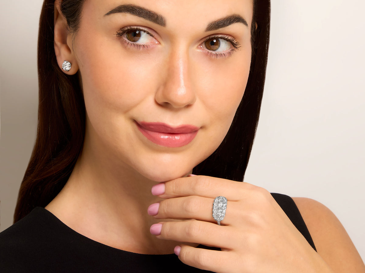 Art Deco Diamond Cluster Ring in 18K White Gold