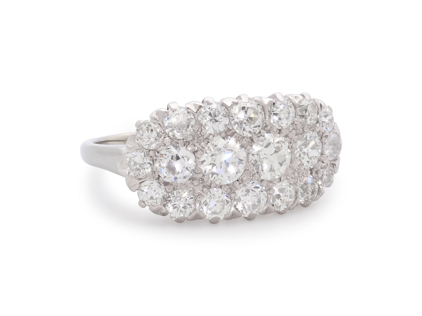Art Deco Diamond Cluster Ring in 18K White Gold