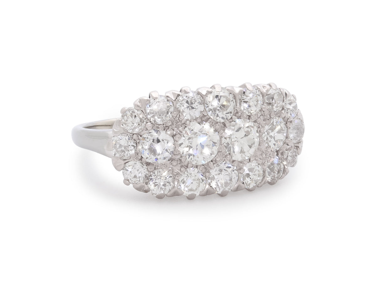 Art Deco Diamond Cluster Ring in 18K White Gold