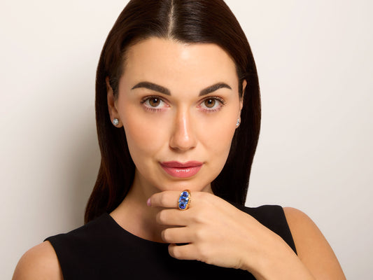 Bulgari Three Stone Sapphire Ring in 18K Gold
