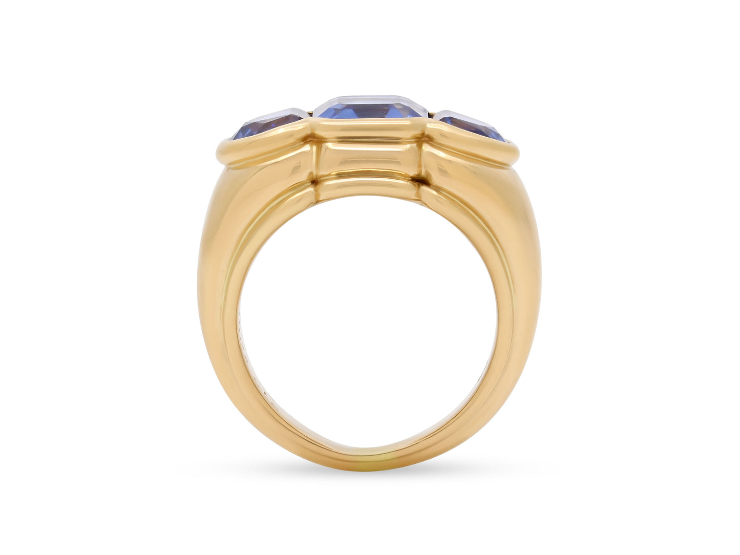 Bulgari Three Stone Sapphire Ring in 18K Gold