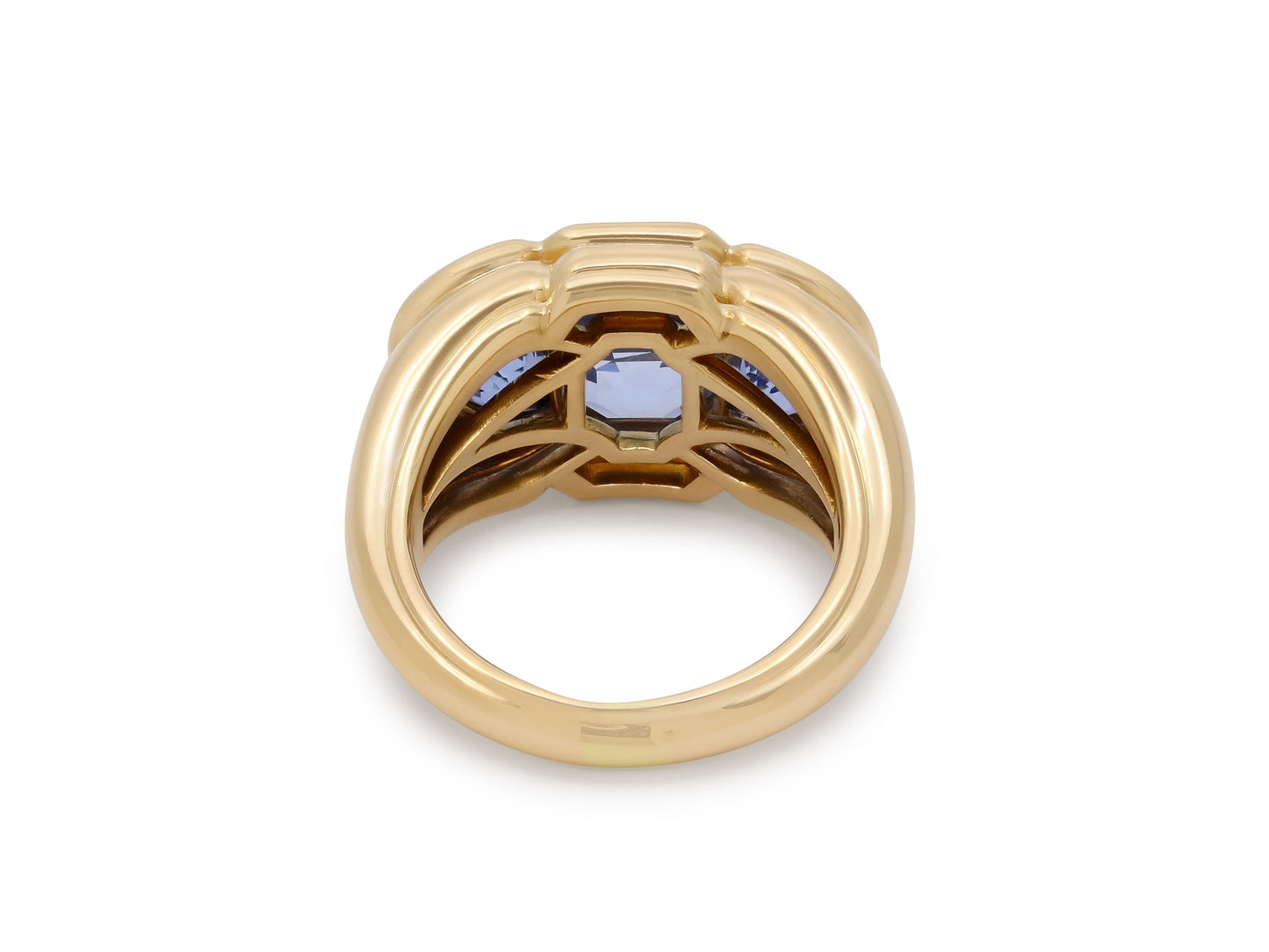Bulgari Three Stone Sapphire Ring in 18K Gold