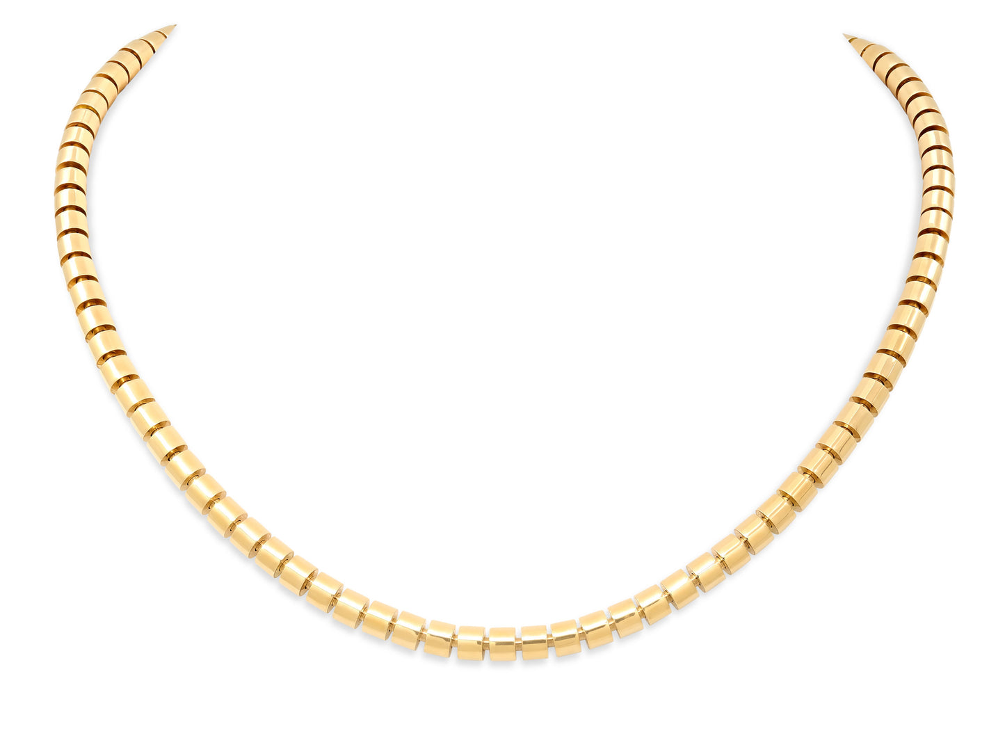 Italian Narrow Flexible Tube Necklace in 18K Gold, by Beladora