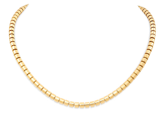 Italian Narrow Flexible Tube Necklace in 18K Gold, by Beladora