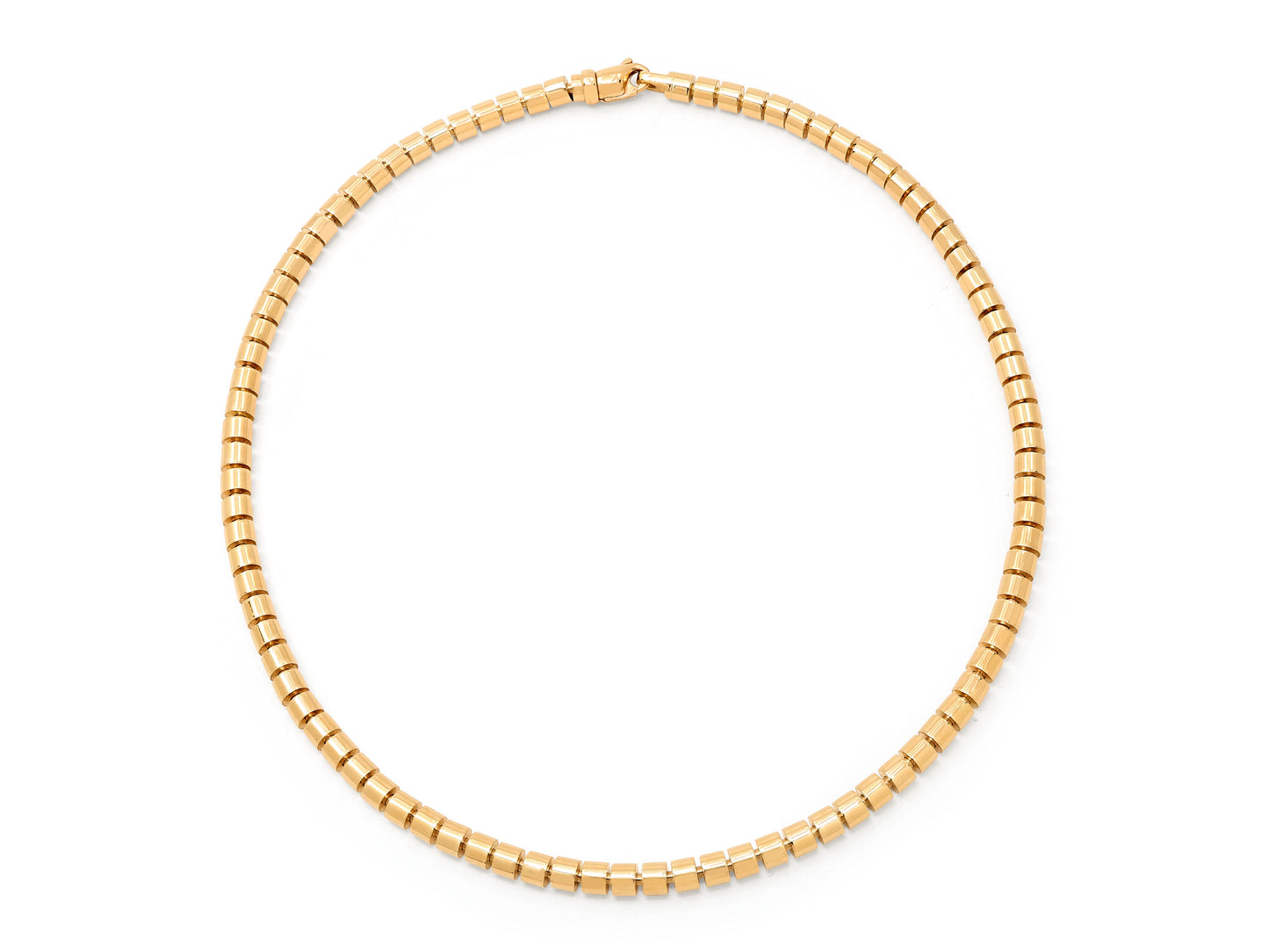 Italian Narrow Flexible Tube Necklace in 18K Gold, by Beladora