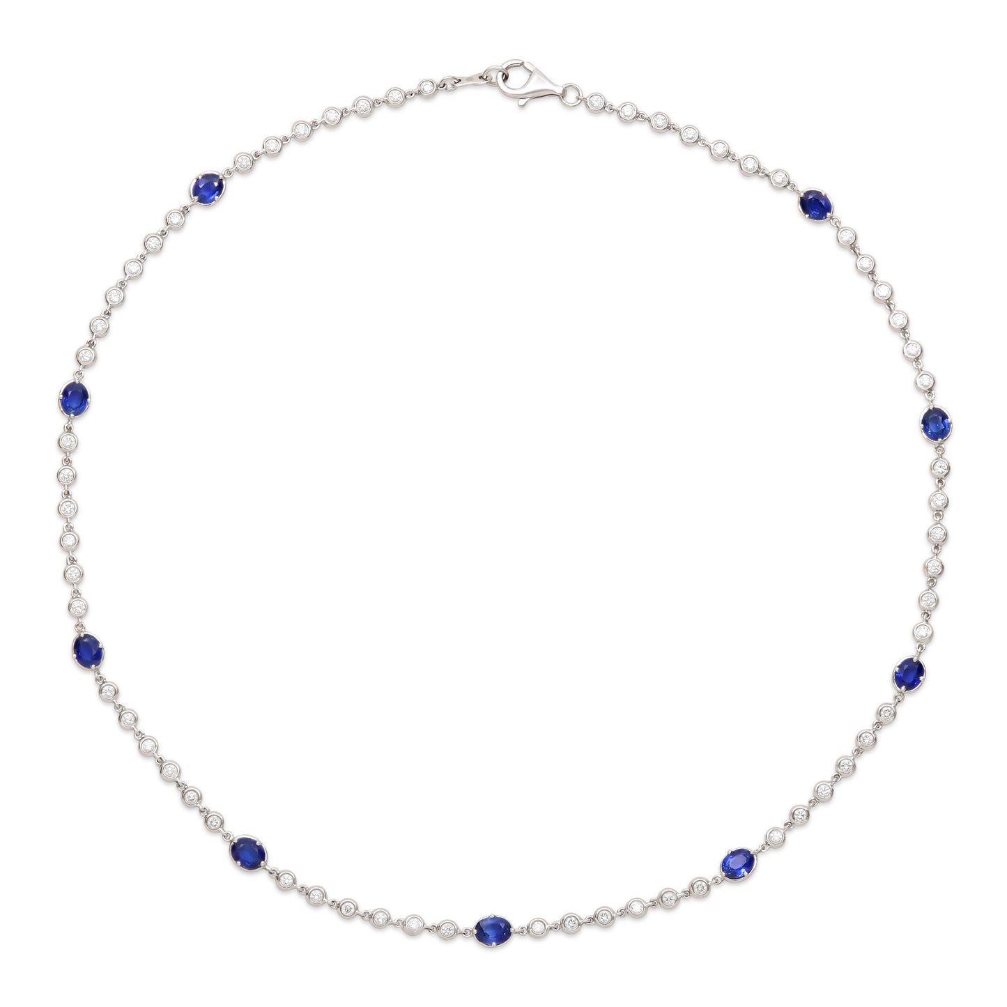 Diamond and Sapphire Necklace in 18K White Gold