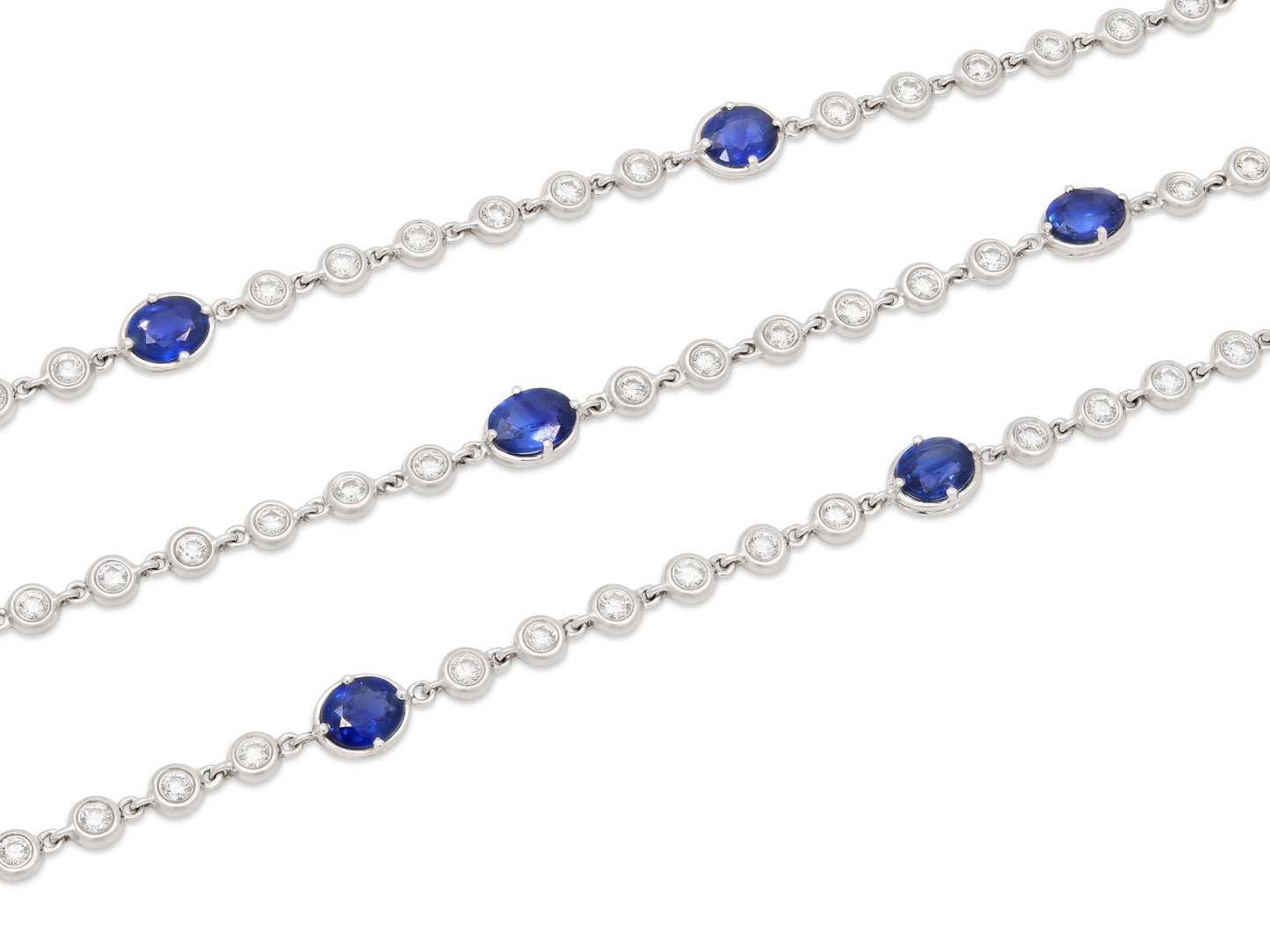 Diamond and Sapphire Necklace in 18K White Gold