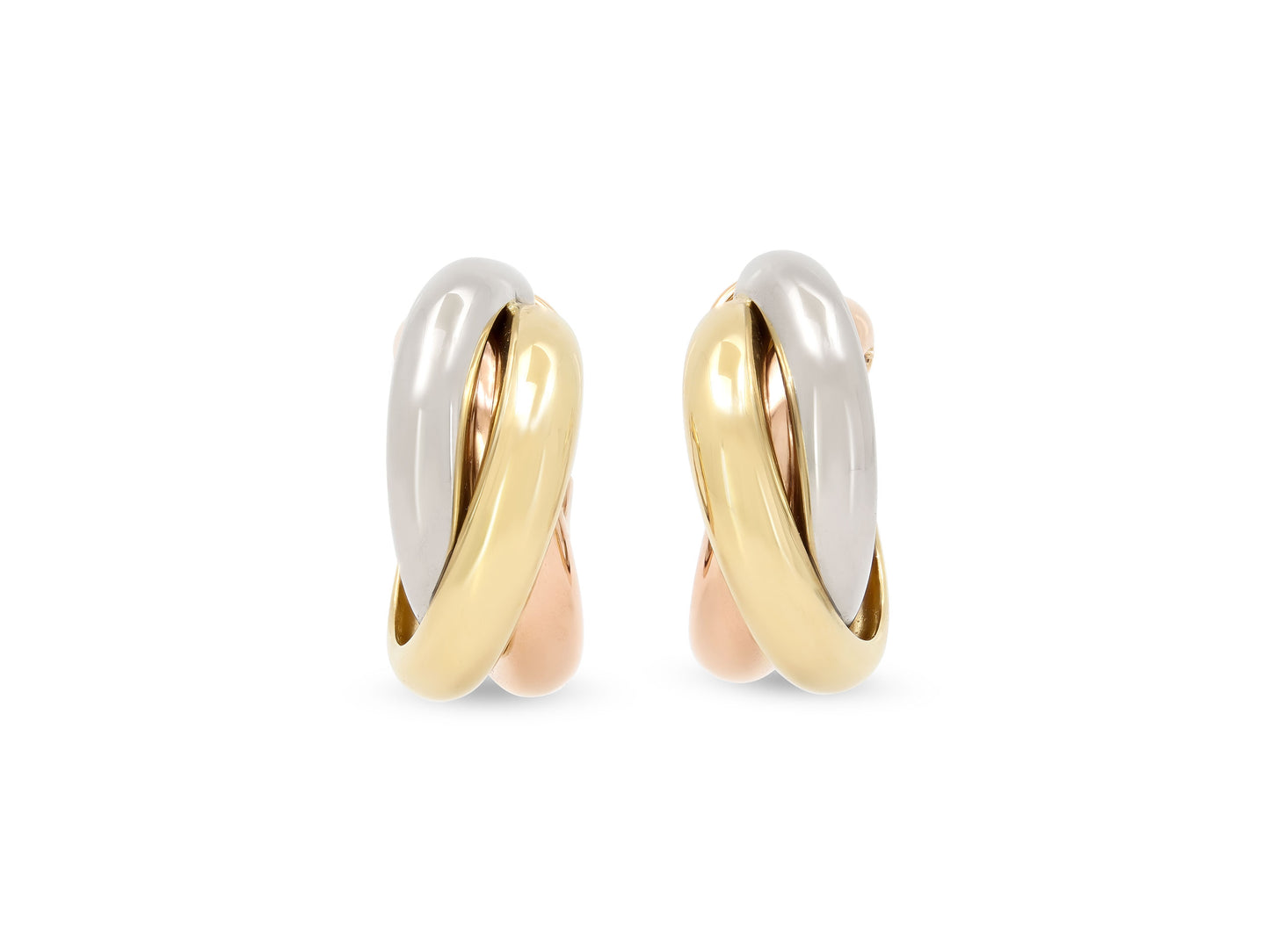 Cartier 'Trinity' Hoop Earrings in Tri-Color 18K Gold